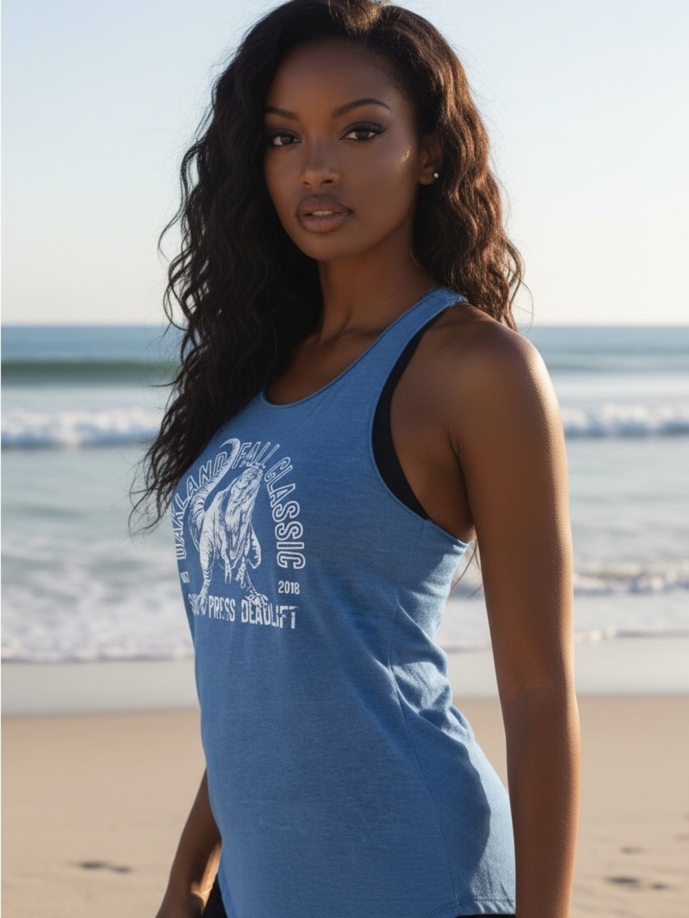 Next Level Apparel Blue Graphic Racerback Tank